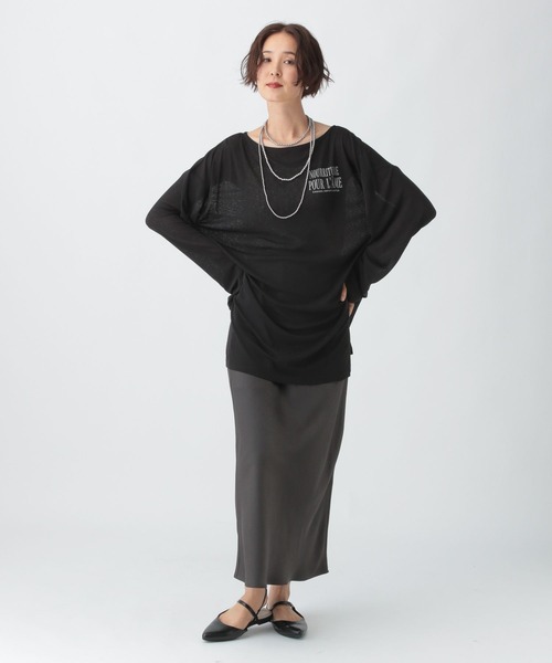 LEPSIM(レプシィム)の「シアーメランジボーダーロゴチュニック 579865(Tシャツ/カットソー・レディース・ベージュ/オフホワイト/ブラック・FREE)」の15枚目の写真