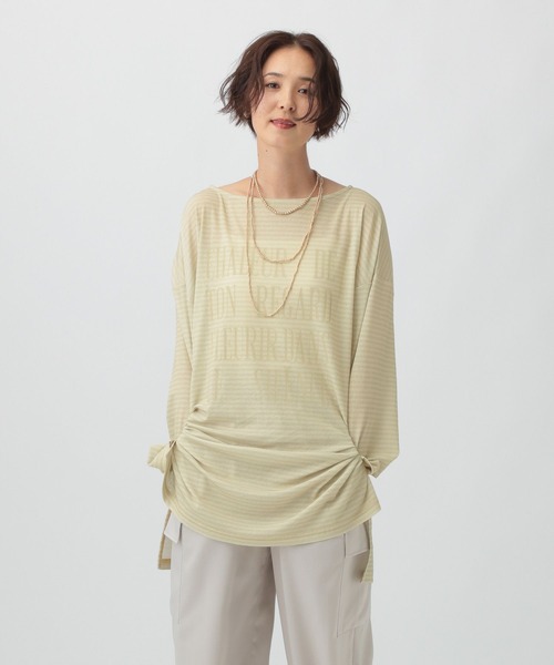 LEPSIM(レプシィム)の「シアーメランジボーダーロゴチュニック 579865(Tシャツ/カットソー・レディース・ベージュ/オフホワイト/ブラック・FREE)」の16枚目の写真