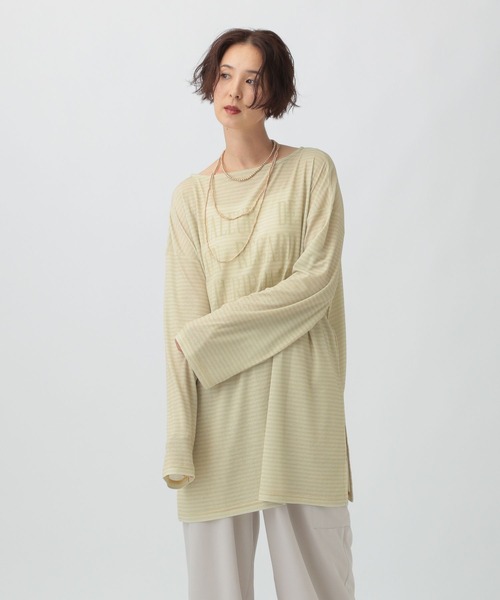 LEPSIM(レプシィム)の「シアーメランジボーダーロゴチュニック 579865(Tシャツ/カットソー・レディース・ベージュ/オフホワイト/ブラック・FREE)」の18枚目の写真