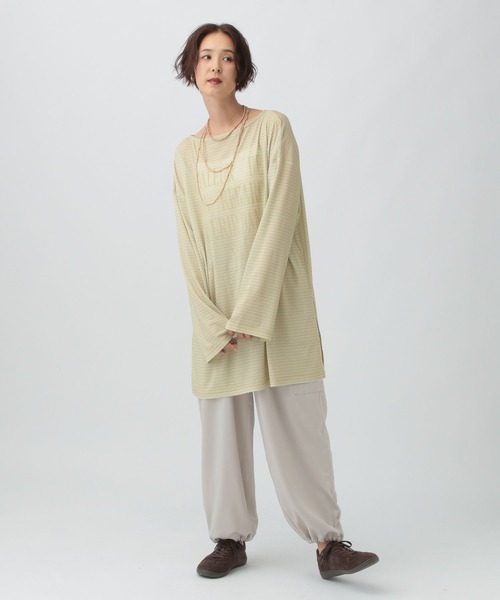 LEPSIM(レプシィム)の「シアーメランジボーダーロゴチュニック 579865(Tシャツ/カットソー・レディース・ベージュ/オフホワイト/ブラック・FREE)」の19枚目の写真