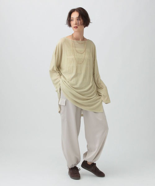 LEPSIM(レプシィム)の「シアーメランジボーダーロゴチュニック 579865(Tシャツ/カットソー・レディース・ベージュ/オフホワイト/ブラック・FREE)」の20枚目の写真