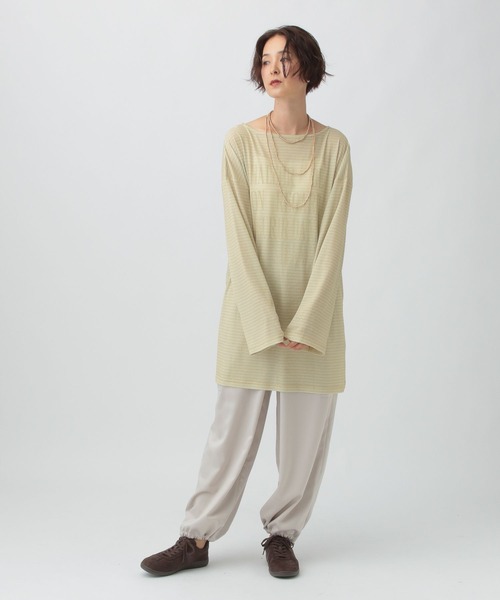 LEPSIM(レプシィム)の「シアーメランジボーダーロゴチュニック 579865(Tシャツ/カットソー・レディース・ベージュ/オフホワイト/ブラック・FREE)」の21枚目の写真