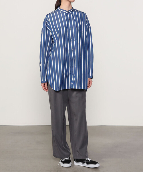 TICCA | コットン スタンドスクエアシャツ STRIPE UNISEX
