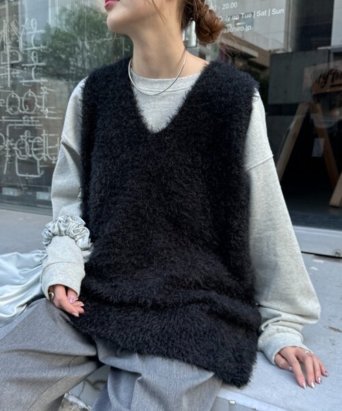 セール】【体型カバーと抜け感◎】ミックスフェザーヤーンオーバー