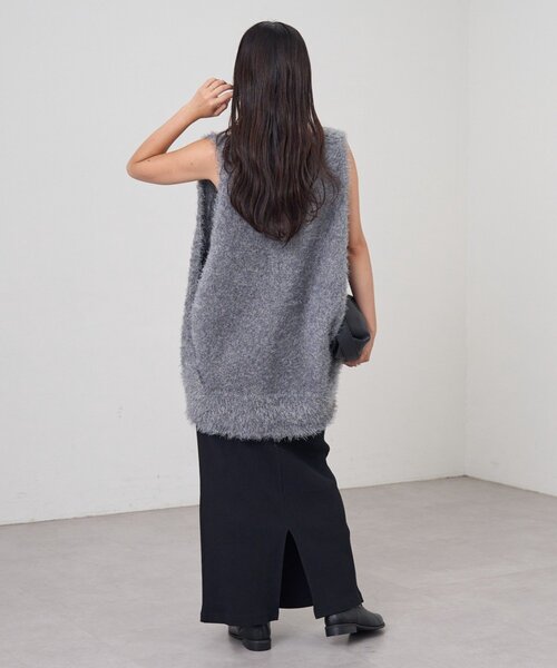 フェザーヤーン ベスト セール】【体型カバーと抜け感◎】ミックスフェザーヤーンオーバー