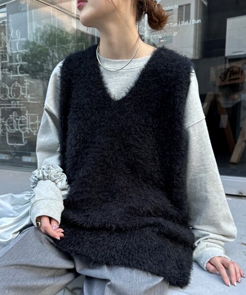 セール】【体型カバーと抜け感◎】ミックスフェザーヤーン