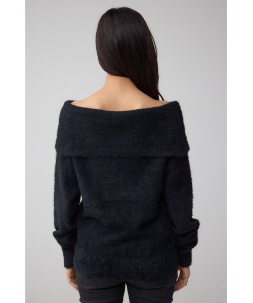 AZUL by moussy(アズールバイマウジー)の「モヘヤライクオフショルダーニット(ニット/セーター・レディース・アイボリー/ブラック/サックスブルー/チャコールグレー・FREE)」の6枚目の写真
