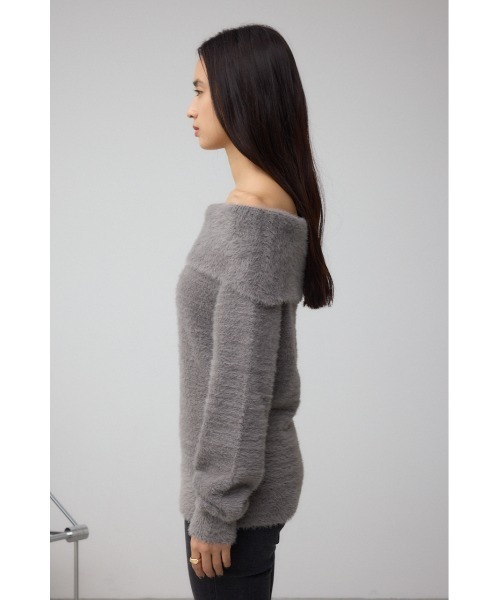 AZUL by moussy(アズールバイマウジー)の「モヘヤライクオフショルダーニット(ニット/セーター・レディース・アイボリー/ブラック/サックスブルー/チャコールグレー・FREE)」の16枚目の写真