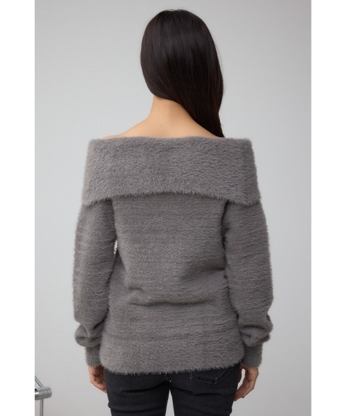 AZUL by moussy(アズールバイマウジー)の「モヘヤライクオフショルダーニット(ニット/セーター・レディース・アイボリー/ブラック/サックスブルー/チャコールグレー・FREE)」の17枚目の写真