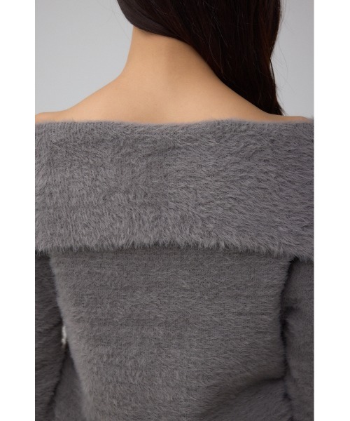 AZUL by moussy(アズールバイマウジー)の「モヘヤライクオフショルダーニット(ニット/セーター・レディース・アイボリー/ブラック/サックスブルー/チャコールグレー・FREE)」の19枚目の写真