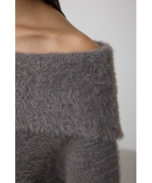 AZUL by moussy(アズールバイマウジー)の「モヘヤライクオフショルダーニット(ニット/セーター・レディース・アイボリー/ブラック/サックスブルー/チャコールグレー・FREE)」の20枚目の写真