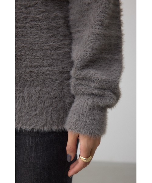 AZUL by moussy(アズールバイマウジー)の「モヘヤライクオフショルダーニット(ニット/セーター・レディース・アイボリー/ブラック/サックスブルー/チャコールグレー・FREE)」の21枚目の写真