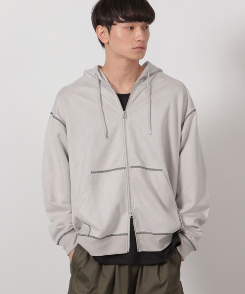 LAKOLE（ラコレ）の「※ステッチスエードZIPパーカー / 587065（パーカー・メンズ・チャコール/ライトグレー/ブルー・MEDIUM/LARGE）」の5枚目の写真