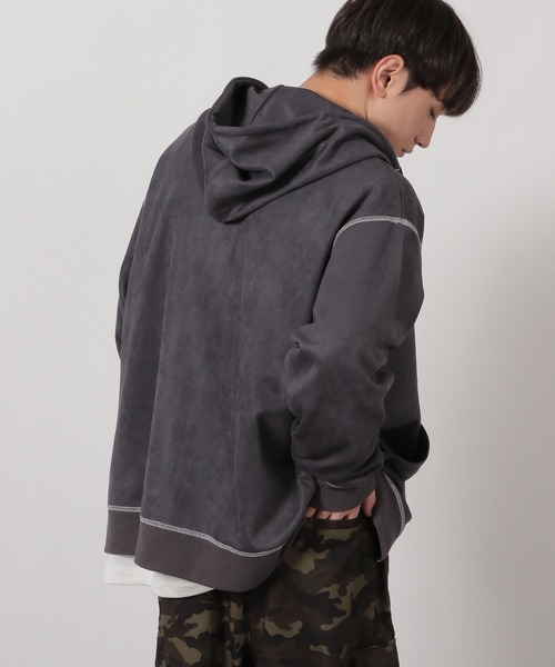 LAKOLE（ラコレ）の「※ステッチスエードZIPパーカー / 587065（パーカー・メンズ・チャコール/ライトグレー/ブルー・MEDIUM/LARGE）」の9枚目の写真