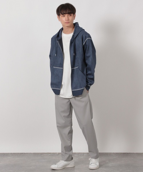 LAKOLE（ラコレ）の「※ステッチスエードZIPパーカー / 587065（パーカー・メンズ・チャコール/ライトグレー/ブルー・MEDIUM/LARGE）」の11枚目の写真