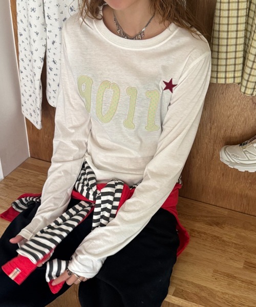 common gull products.(コモンガルプロダクツ)の「NO.9011☆gull long tee(Tシャツ/カットソー・レディース・ホワイト系/ミント/ネイビー・LARGE/MEDIUM/SMALL)」の2枚目の写真
