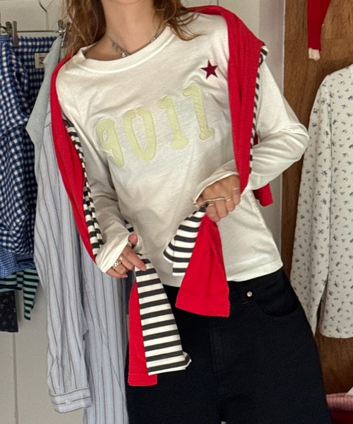 common gull products.(コモンガルプロダクツ)の「NO.9011☆gull long tee(Tシャツ/カットソー・レディース・ホワイト系/ミント/ネイビー・LARGE/MEDIUM/SMALL)」の7枚目の写真