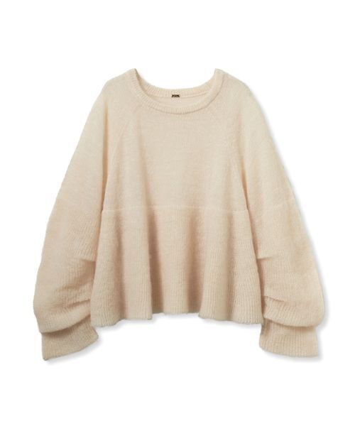 Mila Owen(ミラオーウェン)の「モヘア混タックスリーブペプラムニットプルオーバー(ニット/セーター・レディース・イエロー/モカ/アイボリー・0/1)」の2枚目の写真