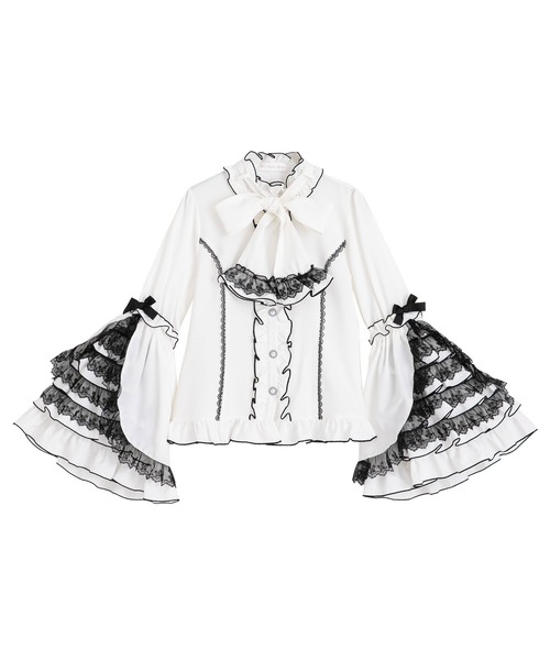 大きいサイズ】フリルハイネックレースリボンプリンセスブラウス