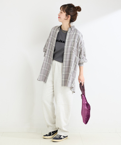 B.C STOCK（ベーセーストック）の「手洗い可 / フェザーチェックナーディーBDシャツ（シャツ/ブラウス・レディース・ベージュ/チャコールグレー・FREE）」の14枚目の写真