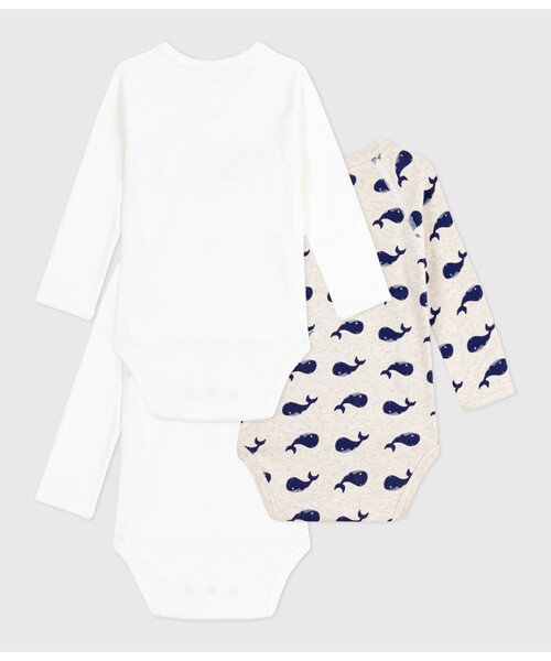 PETIT BATEAU（プチバトー）の「長袖あわせボディ３枚組（肌着・キッズ・その他1・NewBorn/3MONTH/6MONTH/12MONTH）」の2枚目の写真