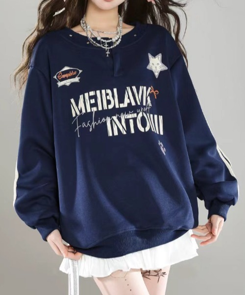 GEMEDA(ジェメダ)の「スナップボタン付きロゴスウェット(Tシャツ/カットソー・レディース・グレー/ネイビー/ピンク・M)」の16枚目の写真