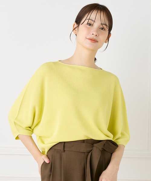 INED(イネド)の「ドルマンスリーブニット《Cuoo》(ニット/セーター・レディース・グレー/ブラック/カーキ/イエロー・9号)」の1枚目の写真