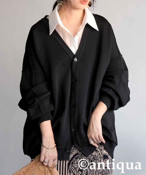 antiqua（アンティカ）の「スポンジニットカーディガン（ニット/セーター・レディース・ブルー/ブラック/ホワイト系その他/パープル系その他/レッド・ONESIZE）」の3枚目の写真