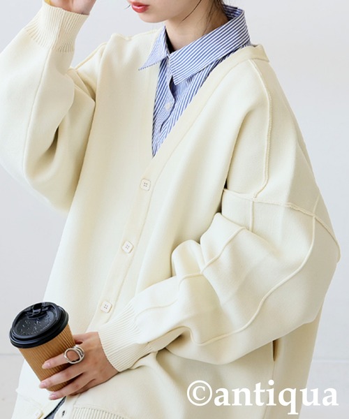 antiqua（アンティカ）の「スポンジニットカーディガン（ニット/セーター・レディース・ブルー/ブラック/ホワイト系その他/パープル系その他/レッド・ONESIZE）」の7枚目の写真