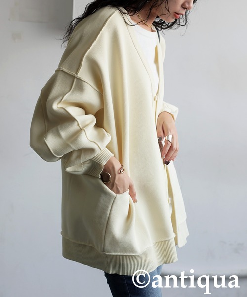 antiqua（アンティカ）の「スポンジニットカーディガン（ニット/セーター・レディース・ブルー/ブラック/ホワイト系その他/パープル系その他/レッド・ONESIZE）」の10枚目の写真