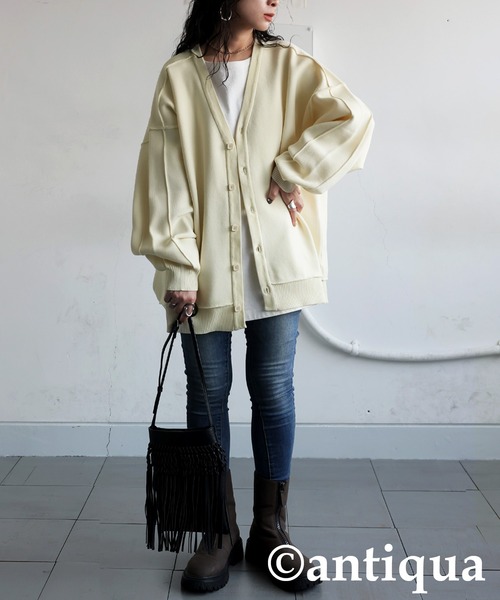 antiqua（アンティカ）の「スポンジニットカーディガン（ニット/セーター・レディース・ブルー/ブラック/ホワイト系その他/パープル系その他/レッド・ONESIZE）」の11枚目の写真