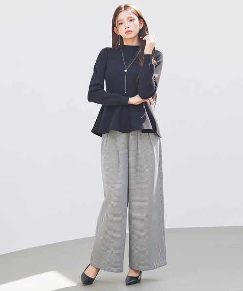 SAISON DE PAPILLON（セゾンドパピヨン）の「【高評価】モックネックペプラムニット プルオーバー ニット ペプラム プチハイネック 体型カバー着痩せ（ニット/セーター・レディース・ベージュ/グレー/ブルーグレー/ブラック・M/L）」の7枚目の写真