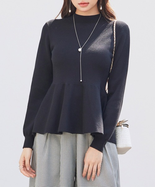 SAISON DE PAPILLON（セゾンドパピヨン）の「【高評価】モックネックペプラムニット プルオーバー ニット ペプラム プチハイネック 体型カバー着痩せ（ニット/セーター・レディース・ベージュ/グレー/ブルーグレー/ブラック・M/L）」の9枚目の写真