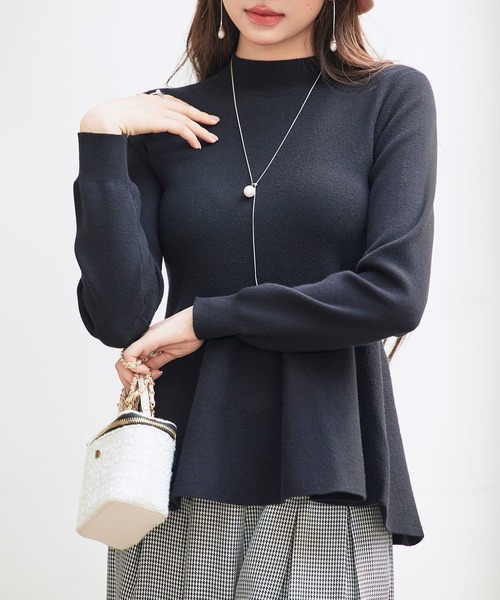 SAISON DE PAPILLON（セゾンドパピヨン）の「【高評価】モックネックペプラムニット プルオーバー ニット ペプラム プチハイネック 体型カバー着痩せ（ニット/セーター・レディース・ベージュ/グレー/ブルーグレー/ブラック・M/L）」の11枚目の写真