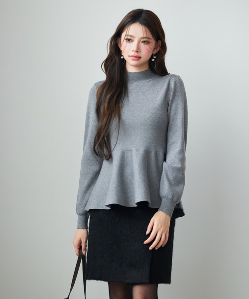 SAISON DE PAPILLON（セゾンドパピヨン）の「【高評価】モックネックペプラムニット プルオーバー ニット ペプラム プチハイネック 体型カバー着痩せ（ニット/セーター・レディース・ベージュ/グレー/ブルーグレー/ブラック・M/L）」の16枚目の写真