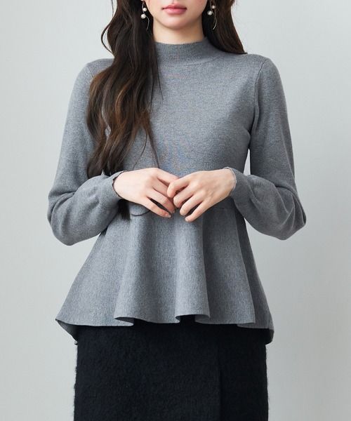 SAISON DE PAPILLON（セゾンドパピヨン）の「【高評価】モックネックペプラムニット プルオーバー ニット ペプラム プチハイネック 体型カバー着痩せ（ニット/セーター・レディース・ベージュ/グレー/ブルーグレー/ブラック・M/L）」の17枚目の写真