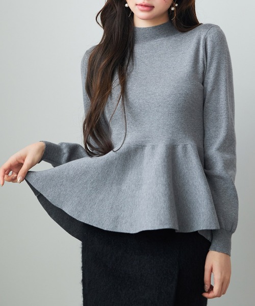 SAISON DE PAPILLON（セゾンドパピヨン）の「【高評価】モックネックペプラムニット プルオーバー ニット ペプラム プチハイネック 体型カバー着痩せ（ニット/セーター・レディース・ベージュ/グレー/ブルーグレー/ブラック・M/L）」の18枚目の写真