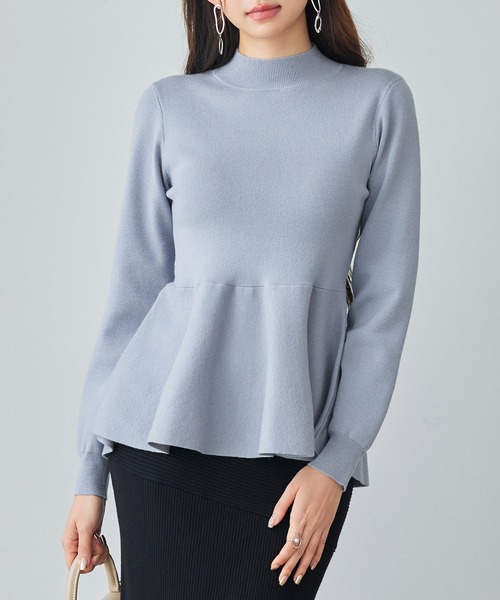 SAISON DE PAPILLON（セゾンドパピヨン）の「【高評価】モックネックペプラムニット プルオーバー ニット ペプラム プチハイネック 体型カバー着痩せ（ニット/セーター・レディース・ベージュ/グレー/ブルーグレー/ブラック・M/L）」の21枚目の写真