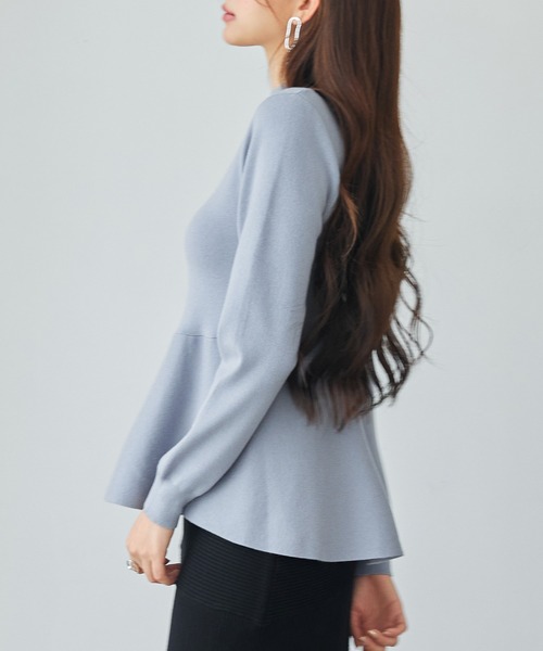 SAISON DE PAPILLON（セゾンドパピヨン）の「【高評価】モックネックペプラムニット プルオーバー ニット ペプラム プチハイネック 体型カバー着痩せ（ニット/セーター・レディース・ベージュ/グレー/ブルーグレー/ブラック・M/L）」の22枚目の写真