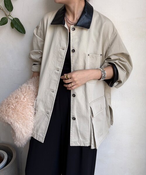 レザーカラーカバーオールジャケット（カバーオール）｜DouDou