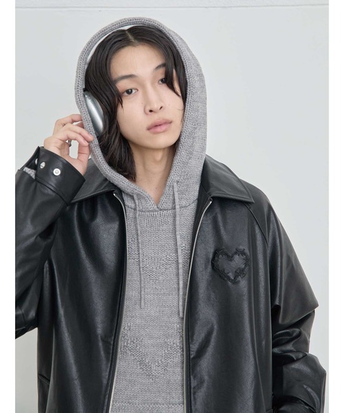 セール】Heart art design jacket / ハート型押しジャケット（ブルゾン