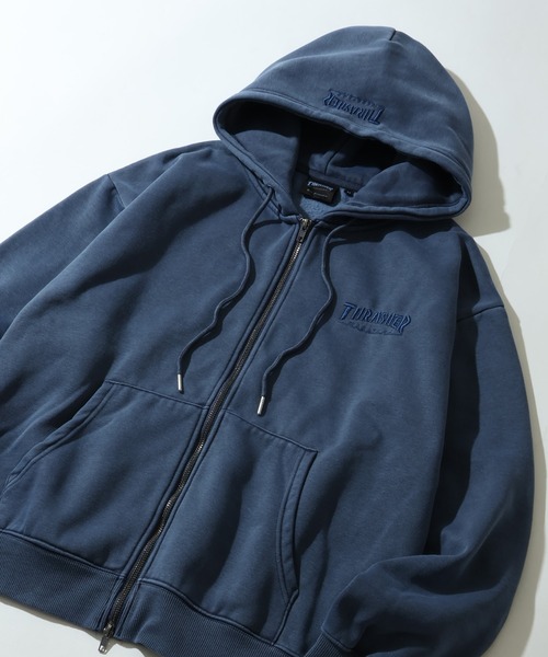 THRASHER（スラッシャー）の「【THRASHER/スラッシャー】裏起毛 ヴィンテージピグメント加工 ダブルジップアップパーカー（パーカー・メンズ・グレー/チャコール/ネイビー/ブラウン・L/XL/M）」の22枚目の写真