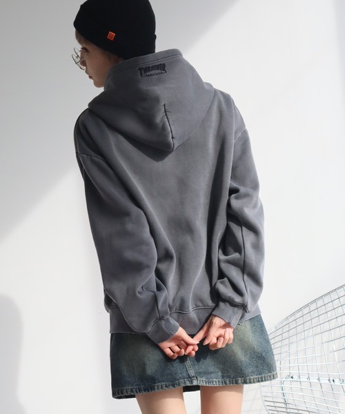THRASHER（スラッシャー）の「【THRASHER/スラッシャー】裏起毛 ヴィンテージピグメント加工 ダブルジップアップパーカー（パーカー・メンズ・グレー/チャコール/ネイビー/ブラウン・L/XL/M）」の10枚目の写真