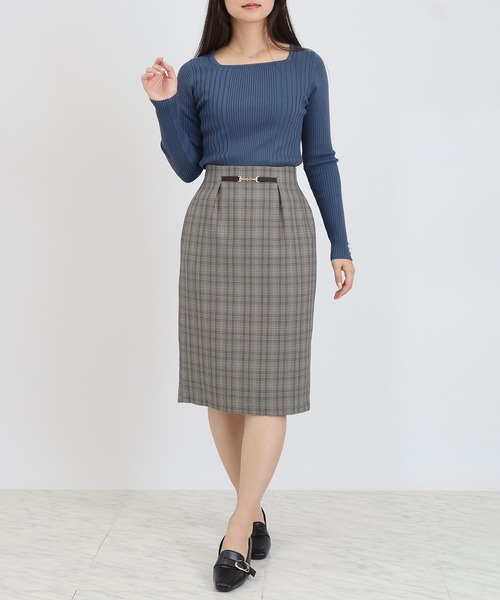 TRUDEA(トルディア)の「ビット付きチェックタイトスカート(スカート・レディース・チャコールグレー/ベージュ・SMALL/MEDIUM/LARGE)」の13枚目の写真