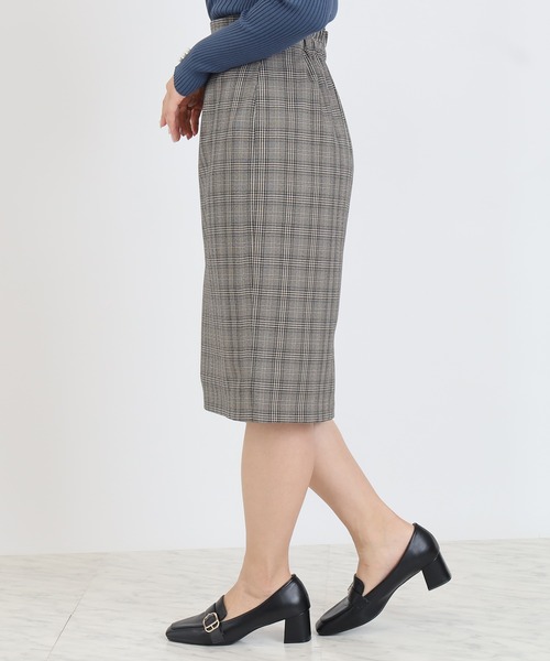 TRUDEA(トルディア)の「ビット付きチェックタイトスカート(スカート・レディース・チャコールグレー/ベージュ・SMALL/MEDIUM/LARGE)」の10枚目の写真