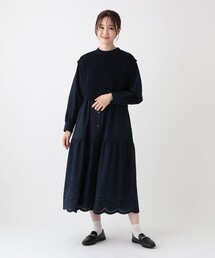 Afternoon Tea（アフタヌーンティー）の「ニットベスト&スカラップ刺繍ワンピースセット（ワンピース）」