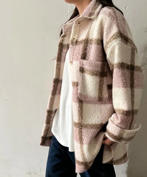 2ly2(トゥーリートゥー)の「チェック柄シャツジャケット(その他アウター・レディース・ピンク/オレンジ・FREE)」の10枚目の写真