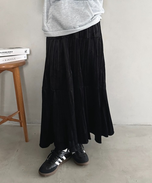 セール】プリーツティアードロングスカート（スカート）｜MYMOOD