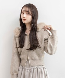 RANDA(ランダ)の2WAY フェイクファーニットパーカー(パーカー)