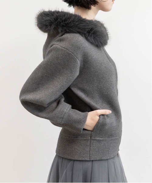 RANDA（ランダ）の「2WAY フェイクファーニットパーカー（パーカー・レディース・クリーム/ベージュ/グレー・FT/FREE）」の7枚目の写真